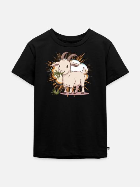 Ziege Ziegenbock Steinbock - Kinder Premium Bio T-Shirt - Schwarz