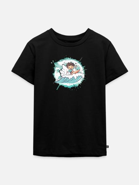 Surfer Wellenreiten - Kinder Premium Bio T-Shirt - Schwarz
