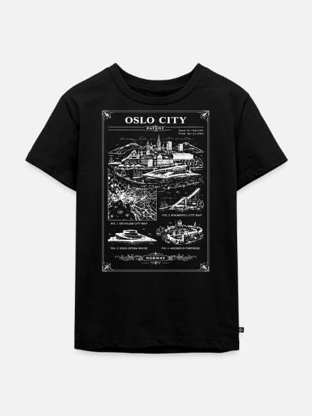 Oslo Stadt: Skyline & Hafenboote - Kinder Premium Bio T-Shirt - Schwarz