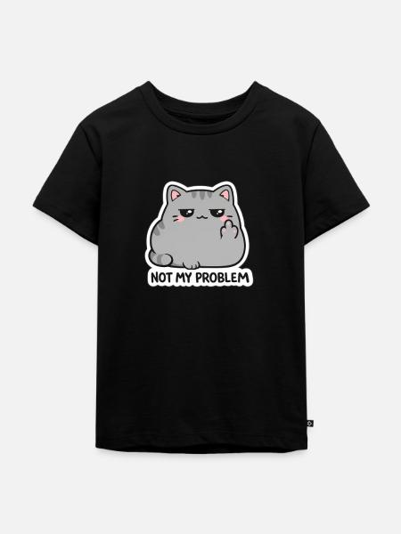 Nicht mein Problem Katzendesign - Kinder Premium Bio T-Shirt - Schwarz
