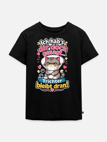 Kater mit Trichter - Kinder Premium Bio T-Shirt - Schwarz