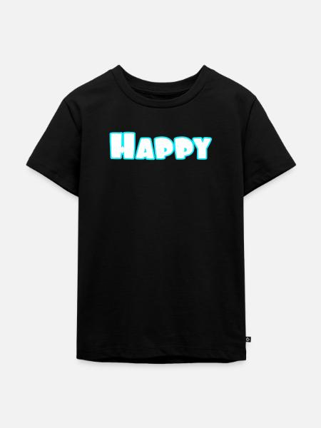 happy - Kinder Premium Bio T-Shirt - Schwarz