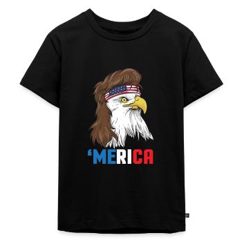 Patriotic Mullet Eagle Independence Day July 4th - Kinder Premium Bio T-Shirt - Schwarz - Vorne - Mikhail (115cm)