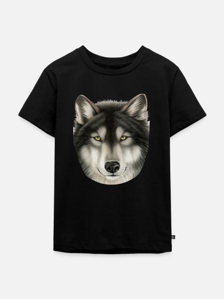 Wolf - Kinder Premium Bio T-Shirt - Schwarz