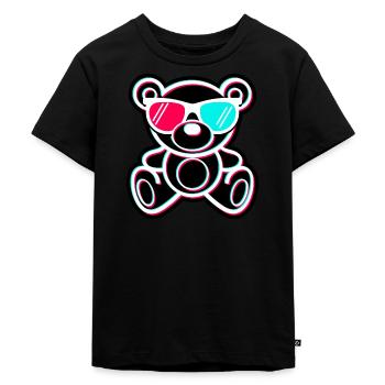 Cool Teddy Bear Tik Tok Style glitch effect - Kids Premium Organic T-Shirt - black - Front - Mikhail (115cm)
