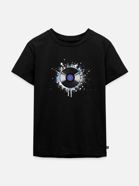 Gebeizte Schallplatte - Kinder Premium Bio T-Shirt - Schwarz