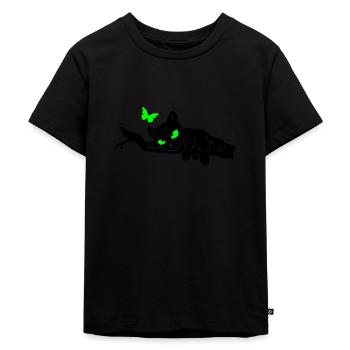 Panther auf Ast - Kinder Premium Bio T-Shirt - Schwarz - Vorne - Mikhail (115cm)