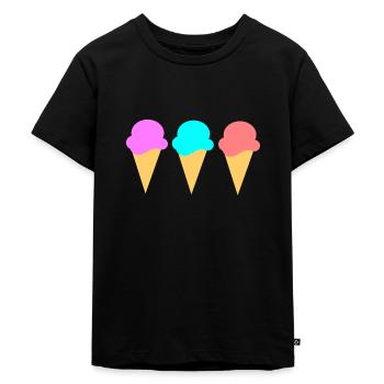 Ice Cream Ice Cream Strawberry Ice Cream Summer Festival - Kids Premium Organic T-Shirt - black - Front - Mikhail (115cm)
