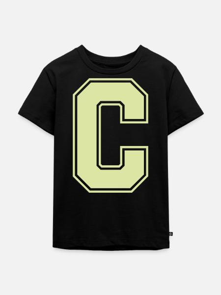 Blockbuchstabe C im Varsity-Stil - Kinder Premium Bio T-Shirt - Schwarz