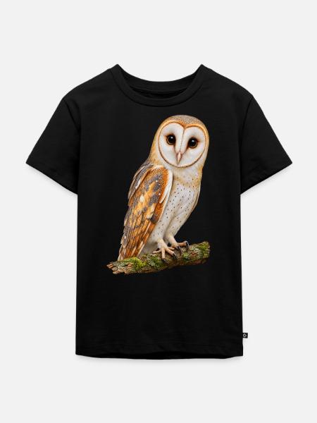 Schleiereule - Kinder Premium Bio T-Shirt - Schwarz