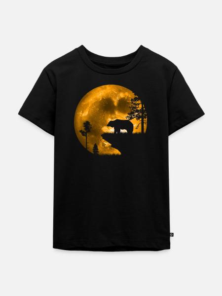 Bär im Mondschein - Kinder Premium Bio T-Shirt - Schwarz