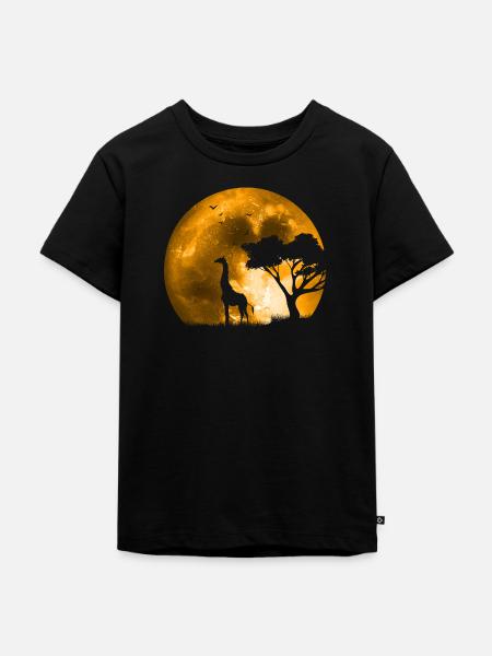 Giraffe im Mondschein - Kinder Premium Bio T-Shirt - Schwarz