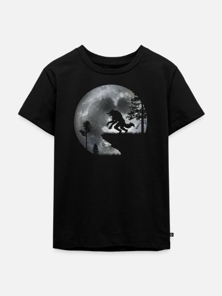Werwolf im Wald - Kinder Premium Bio T-Shirt - Schwarz