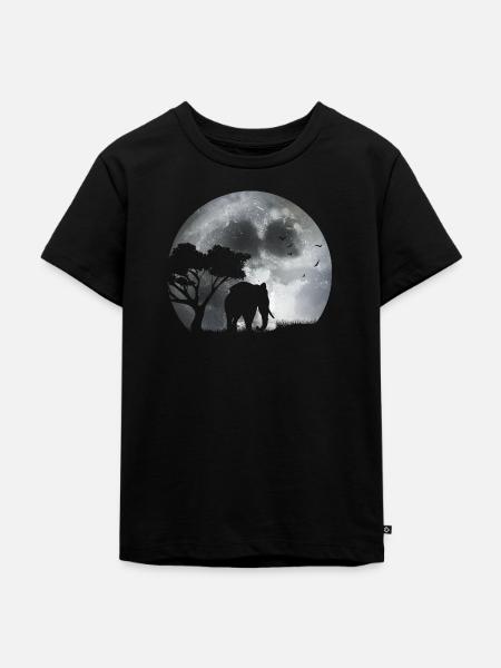 Elefant in moonlight - Kinder Premium Bio T-Shirt - Schwarz