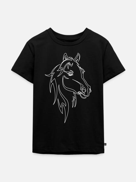 Pferd - Kinder Premium Bio T-Shirt - Schwarz