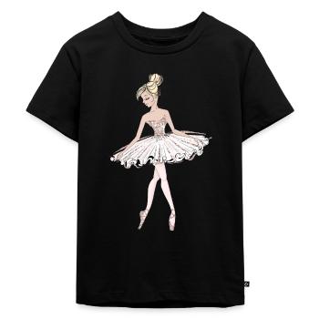 goldene Ballerina - Kinder Premium Bio T-Shirt - Schwarz - Vorne - Mikhail (115cm)