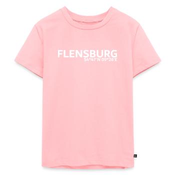 Flensburg Koordinaten - Kinder Premium Bio T-Shirt - Rosa - Vorne - AI Model Kid Female (0cm)