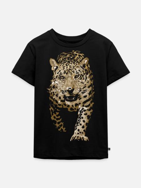 leopard, indische leopard, persische leopard - Kinder Premium Bio T-Shirt - Schwarz