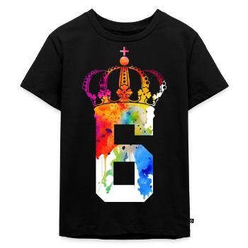 KING 6 JAHRE QUEEN 6. GEBURTSTAG - Kinder Premium Bio T-Shirt - Schwarz - Vorne - Mikhail (115cm)