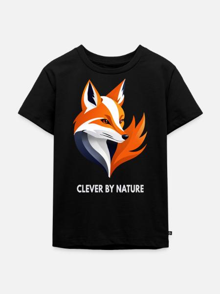Fuchs Clever by Nature - Kinder Premium Bio T-Shirt - Schwarz