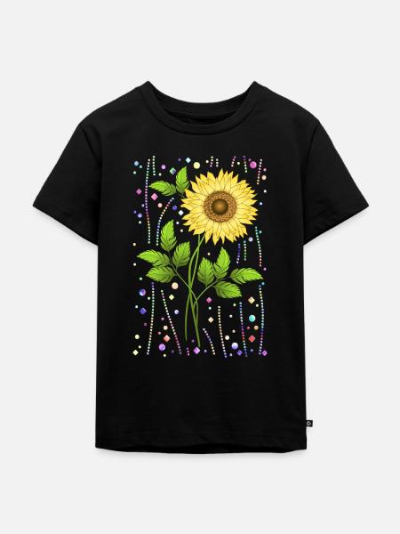 Blume - Kinder Premium Bio T-Shirt - Schwarz