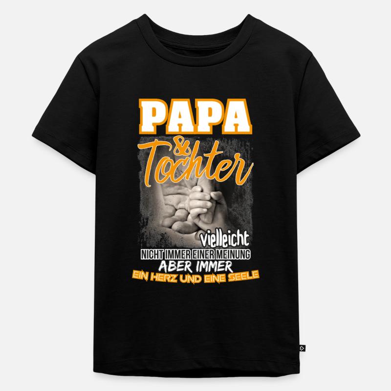 Papa & Tochter - Kinder Premium Bio T-Shirt - Schwarz