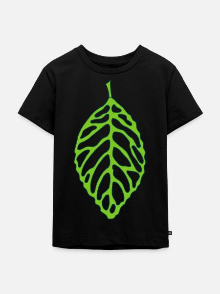 Waldgrünes Blatt - Kinder Premium Bio T-Shirt - Schwarz