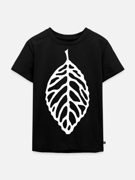 Weißes Waldblatt - Kinder Premium Bio T-Shirt - Schwarz