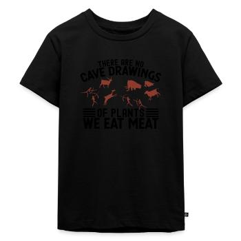 Meat Lover Cave Drawings Funny BBQ - Kids Premium Organic T-Shirt - black - Front - Mikhail (115cm)