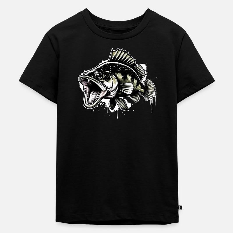 sandre, pêche, poisson prédateur, poisson - T-shirt Premium bio Enfant - noir