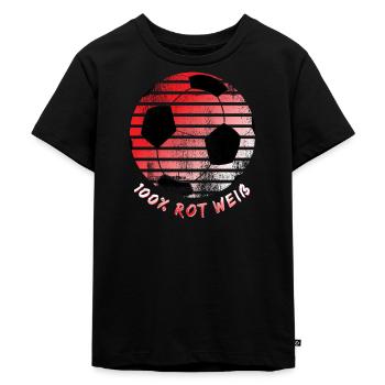 100% Rot Weiß Fußball - Kinder Premium Bio T-Shirt - Schwarz - Vorne - Mikhail (115cm)