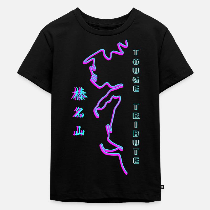 秋名 Akina Touge Synthwave - Kinder Premium Bio T-Shirt - Schwarz