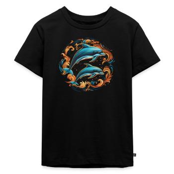 Dolphins - Kinder Premium Bio T-Shirt - Schwarz - Vorne - Mikhail (115cm)