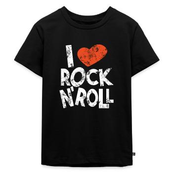 I love rock and roll - Kids Premium Organic T-Shirt - black - Front - Mikhail (115cm)