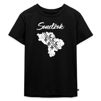 Sandzak Sandzaklija Novi Pazar Flagge Geschenk - Kinder Premium Bio T-Shirt - Schwarz - Vorne - Mikhail (115cm)