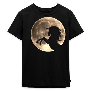 licorne, pleine lune, magie, cheval, unicorn, moon - T-shirt Premium bio Enfant - noir - Devant - Mikhail (115cm)