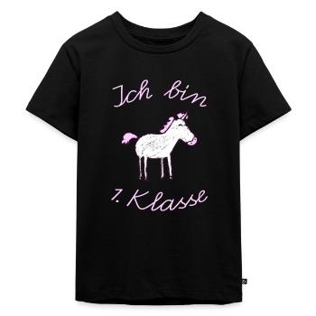 Einschulung_EInhorn_Ich Bin 1. Klasse - Kinder Premium Bio T-Shirt - Schwarz - Vorne - Mikhail (115cm)