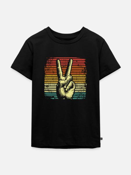 Peace Friedensbewegung - Kinder Premium Bio T-Shirt - Schwarz
