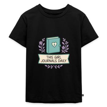Gratitude Practice Journal Lover Emotional - Kids Premium Organic T-Shirt - black - Front - Mikhail (115cm)