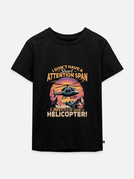 Helicopter funny Pilot - Kinder Premium Bio T-Shirt - Schwarz