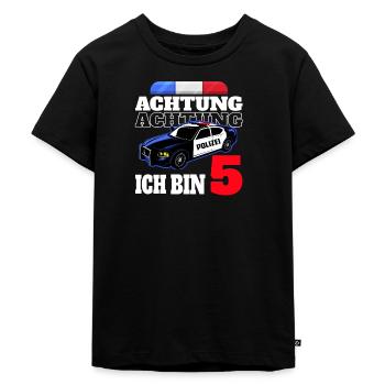5 Geburtstag Polizei Polizeiauto Junge Geschenk - Kinder Premium Bio T-Shirt - Schwarz - Vorne - Mikhail (115cm)