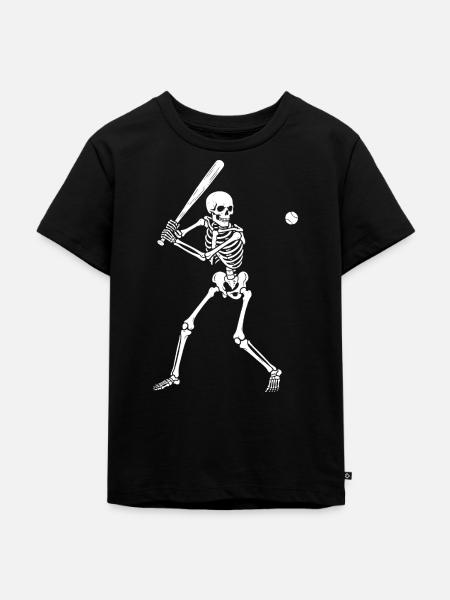 Skeleton spielt Baseball - Kinder Premium Bio T-Shirt - Schwarz