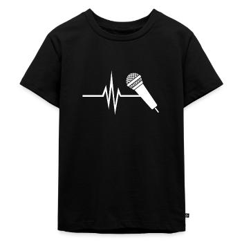 Mein Herz schlägt für Gesang - Musik Singen Mikro - Kinder Premium Bio T-Shirt - Schwarz - Vorne - Mikhail (115cm)