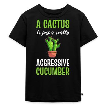 Cactus and cucumber cactus lovers - Kids Premium Organic T-Shirt - black - Front - Mikhail (115cm)