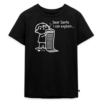 Dear Santa, I can explain... (weiß) - Kinder Premium Bio T-Shirt - Schwarz - Vorne - Mikhail (115cm)