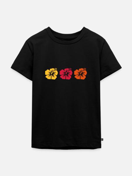 Hibiskus - Kinder Premium Bio T-Shirt - Schwarz