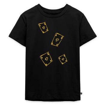 Spielkarten - Kinder Premium Bio T-Shirt - Schwarz - Vorne - Mikhail (115cm)