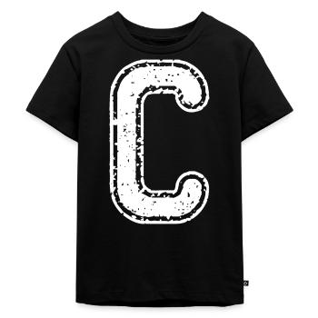 Buchstabe C - Kinder Premium Bio T-Shirt - Schwarz - Vorne - Mikhail (115cm)