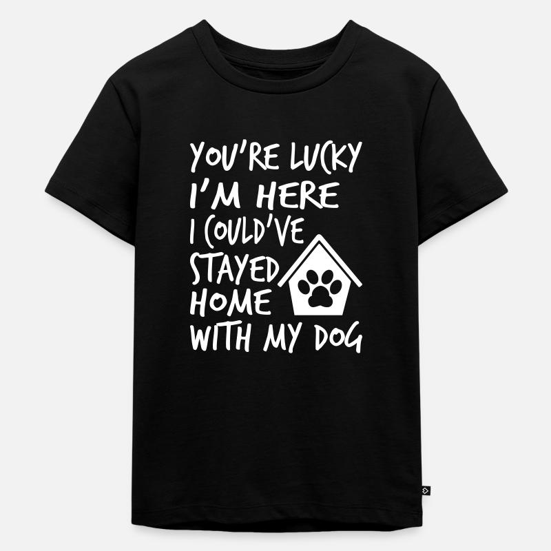 Stayed Home With My Dog - Kinder Premium Bio T-Shirt - Schwarz