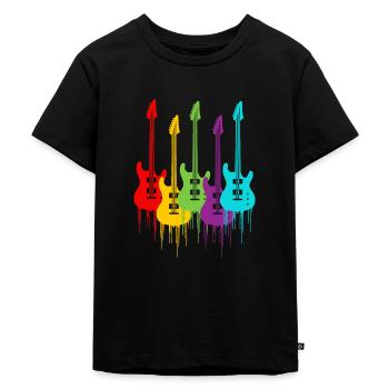 Bunte E-Gitarren - Kinder Premium Bio T-Shirt - Schwarz - Vorne - Mikhail (115cm)